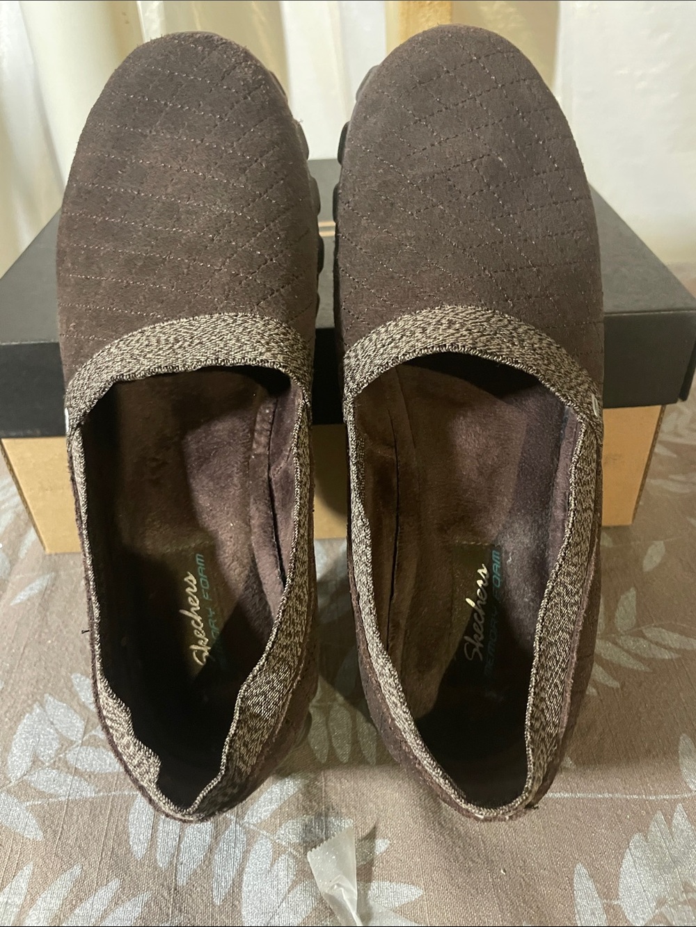 Skechers Women’s Dark Brown Quilted Slip-On Loafers